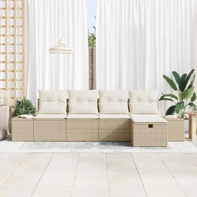 vidaXL Σετ Καναπέ Κήπου 5 pcs Μπεζ 55 x 62 x 69 εκ Πολυ ράταν