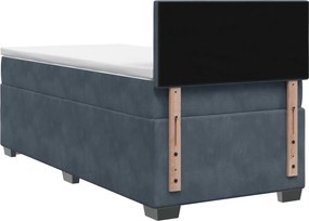 vidaXL Κρεβάτι Box Spring με Στρώμα και LED Σκούρο Γκρι 90 x 190 cm