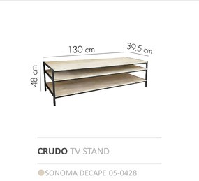 CRUDO TV STAND SONOMA DECAPE 130x39,5xH48cm - 05-0428