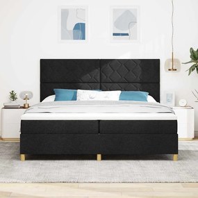 vidaXL LED Κρεβάτι με βάθρο με στρώμα Μαύρο 200 x 200 cm ύφασμα