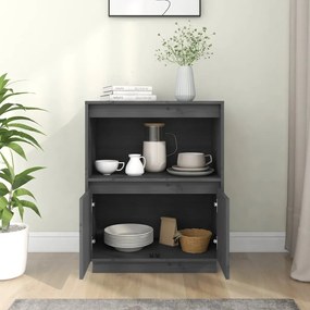 vidaXL Ντουλάπι Γκρι 60 x 34 x 75 εκ. από Μασίφ Ξύλο Πεύκου