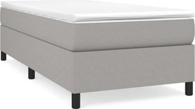 vidaXL Κρεβάτι Boxspring με Στρώμα Ανοιχτό Γκρι 90x200 εκ. Υφασμάτινο