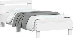 vidaXL Πλαίσιο Κρεβατιού με Κεφαλάρι &amp; λυχνίες LED Λευκό 75 x 190 εκ.