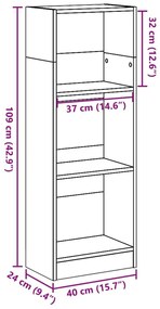 Βιβλιοθήκη Γκρι Sonoma 40x24x109 εκ. από Επεξεργασμένο Ξύλο - Γκρι