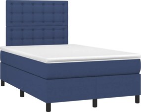 vidaXL Κρεβάτι Boxspring με Στρώμα Μπλε 120x200 εκ. Υφασμάτινο