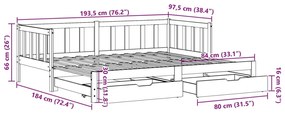 Καναπές Κρεβάτι Συρόμενος Χωρίς Στρώμα 90x190 εκ. &amp; Συρτάρια 3302194