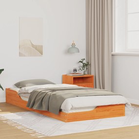 vidaXL Κρεβάτι δαπέδου Καφέ κεριού 100 x 210 cm Συμπαγές ξύλο πεύκου