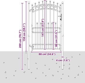 vidaXL Πύλη Φράχτη με Ακίδες EMMEN 200 x 100 cm