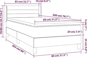 vidaXL Κρεβάτι Boxspring με Στρώμα Μπλε 80x200 εκ. Υφασμάτινο