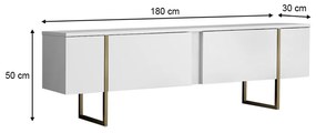 ΕΠΙΠΛΟ ΤΗΛΕΟΡΑΣΗΣ LUXE MEGAPAP ΧΡΩΜΑ ΛΕΥΚΟ - ΧΡΥΣΟ 180X30X50ΕΚ.