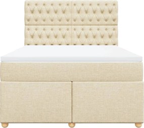vidaXL Κρεβάτι Boxspring με Στρώμα Κρεμ 160x200 εκ. Υφασμάτινο