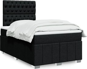 vidaXL Κρεβάτι Boxspring με Στρώμα Μαύρο 120x190 εκ. Υφασμάτινο