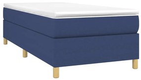 vidaXL Κρεβάτι Boxspring με Στρώμα Μπλε 100 x 200 εκ. Υφασμάτινο