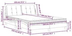 Κρεβάτι με Στρώμα Γκρι 120x200 εκ. από Συνθετικό Δέρμα - Γκρι