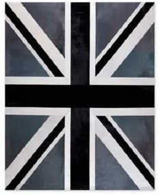 Δερμάτινο Χειροποίητο Χαλί Skin UK Flag Black-Grey-White - 200x250