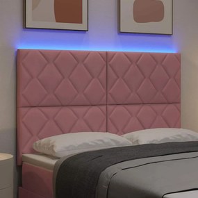 vidaXL LED κεφαλάρι Ροζ 160 cm Βελούδο