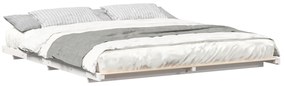 vidaXL Κρεβάτι δαπέδου Λευκό 200 x 220 cm Μασίφ ξύλο πεύκου