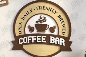 Intra απο ξύλο plywood 3mm-4mm πάχος - Coffee Bar Sign Laser Cut | Καφενείο Δίασταση 30x20 cm INTRAFABR-123430563