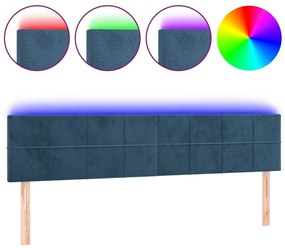 Κεφαλάρι Κρεβατιού LED Σκούρο Μπλε 180x5x78/88 εκ. Βελούδινο - Μπλε
