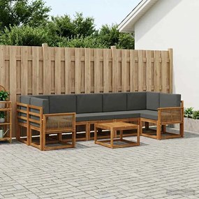 vidaXL Σειρά Καναπέ Εξωτερικού 8 pcs Φυσικό και Ανθρακί Πολυεστέρας