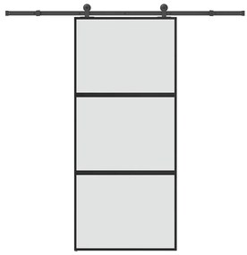vidaXL Συρόμενη πόρτα με σετ υλικού 90x205 cm από γυαλί&amp;Αλουμίνιο
