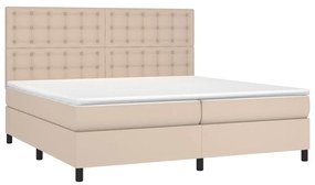 vidaXL Κρεβάτι Boxspring με Στρώμα Καπουτσίνο 200x200εκ.από Συνθ.Δέρμα