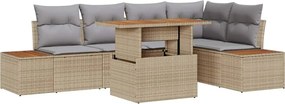 vidaXL Σετ Καναπέ Κήπου με αποθήκευση 6 pcs Μπεζ Πολυ ράταν