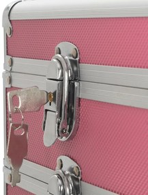 vidaXL Βαλίτσα Μακιγιάζ Τρόλεϊ Ροζ Αλουμινίου