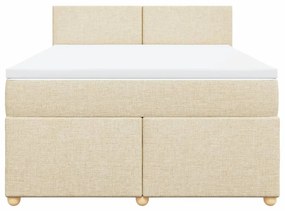 Κρεβάτι Boxspring με Στρώμα Κρεμ 140x200 εκ. Υφασμάτινο - Κρεμ