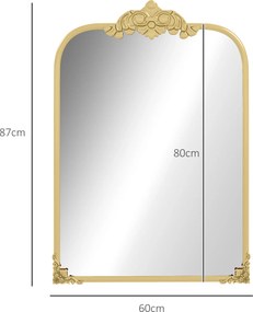 HOMCOM Επιτοίχιος Καθρέφτης, κομψός, 60x3x87cm, Χρυσός τόνος