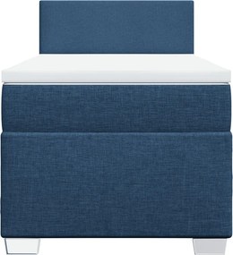 vidaXL Κρεβάτι Boxspring με Στρώμα Μπλε 90x200 εκ.Υφασμάτινο
