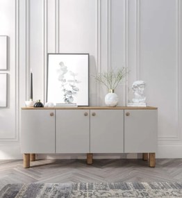 Stewehome Μπουφές Λευκό &amp;amp; Δρυς με 4 Πόρτες 160x40x73 cm