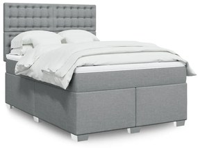 Κρεβάτι Boxspring με Στρώμα Ανοιχτό Γκρι 140x190 εκ. Υφασμάτινο - Γκρι