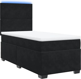 vidaXL Κρεβάτι Boxspring με Στρώμα Μαύρο 90x190 εκ. Βελούδινο