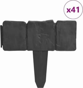 vidaXL Περίφραξη για Βραχόκηπο 41 Τεμ. Σχέδιο Πέτρας 10 μ. Πλαστική