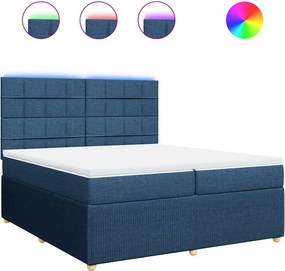 vidaXL Κρεβάτι Boxspring με Στρώμα Μπλε 200x200 εκ. Υφασμάτινο