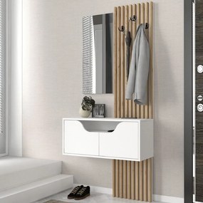 Έπιπλο εισόδου Naro Megapap χρώμα λευκό - sepet oak 90x35x204,2εκ.