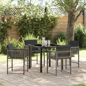 vidaXL Σέτ φαγητού για κήπο 5 pcs Γκρι συνθετικό ρατάν
