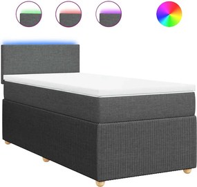 vidaXL Κρεβάτι Boxspring με Στρώμα Σκούρο Γκρι 90x190 εκ. Υφασμάτινο