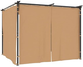 vidaXL Κιόσκι με Κουρτίνες Taupe 3 x 3 μ. Ατσάλινο