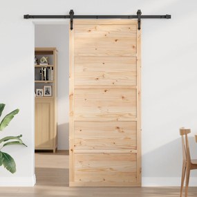 vidaXL Μασίφ πόρτα πεύκου Φυσικό ξύλο 100 x 2.5 x 208 εκ. Ανθεκτική