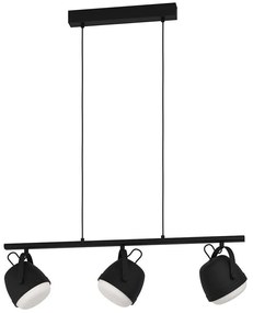 Φωτιστικό Οροφής - Ράγα Upanema 390046 89x16,5x150cm 3xE27 28W Black-White Eglo Steel,Glass