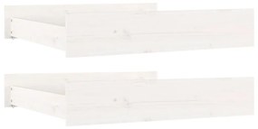 vidaXL Συρτάρια Κρεβατιού 2 τεμ. Λευκά από Μασίφ Ξύλο Πεύκου