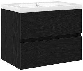 vidaXL Ντουλάπα Νεροχύτη Μαύρη δρυς 60 x 39 x 62 εκ Επεξεργασμένο ξύλο