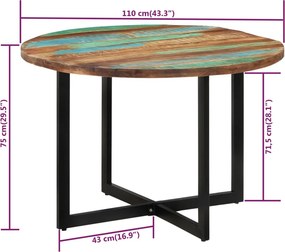 vidaXL Τραπεζαρία 110 x 75 εκ. από Μασίφ Ανακυκλωμένο Ξύλο