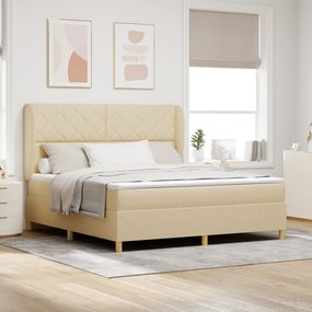 vidaXL κρεβάτι Box Spring  με στρώμα κρεμ 180x200 εκ. ύφασμα