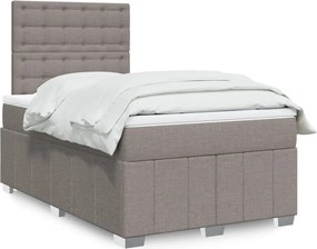 vidaXL Κρεβάτι Boxspring με Στρώμα Taupe 120x190 εκ. Υφασμάτινο