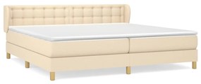 vidaXL Κρεβάτι Boxspring με Στρώμα Κρεμ 200x200 εκ. Υφασμάτινο