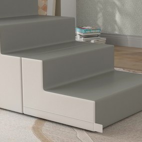 HOMCOM Σετ Αναρρίχησης και Τσουλήθρας για Παιδιά, Προάγει την Κινητικότητα, Τεχνητό Δέρμα, Αφρός EPE, 86x49x47 cm, Γκρι