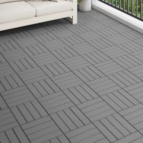 vidaXL Πλάκα Κατασκευής 3D Σχεδίαση 11 pcs Γκρι 30 x 30 cm WPC